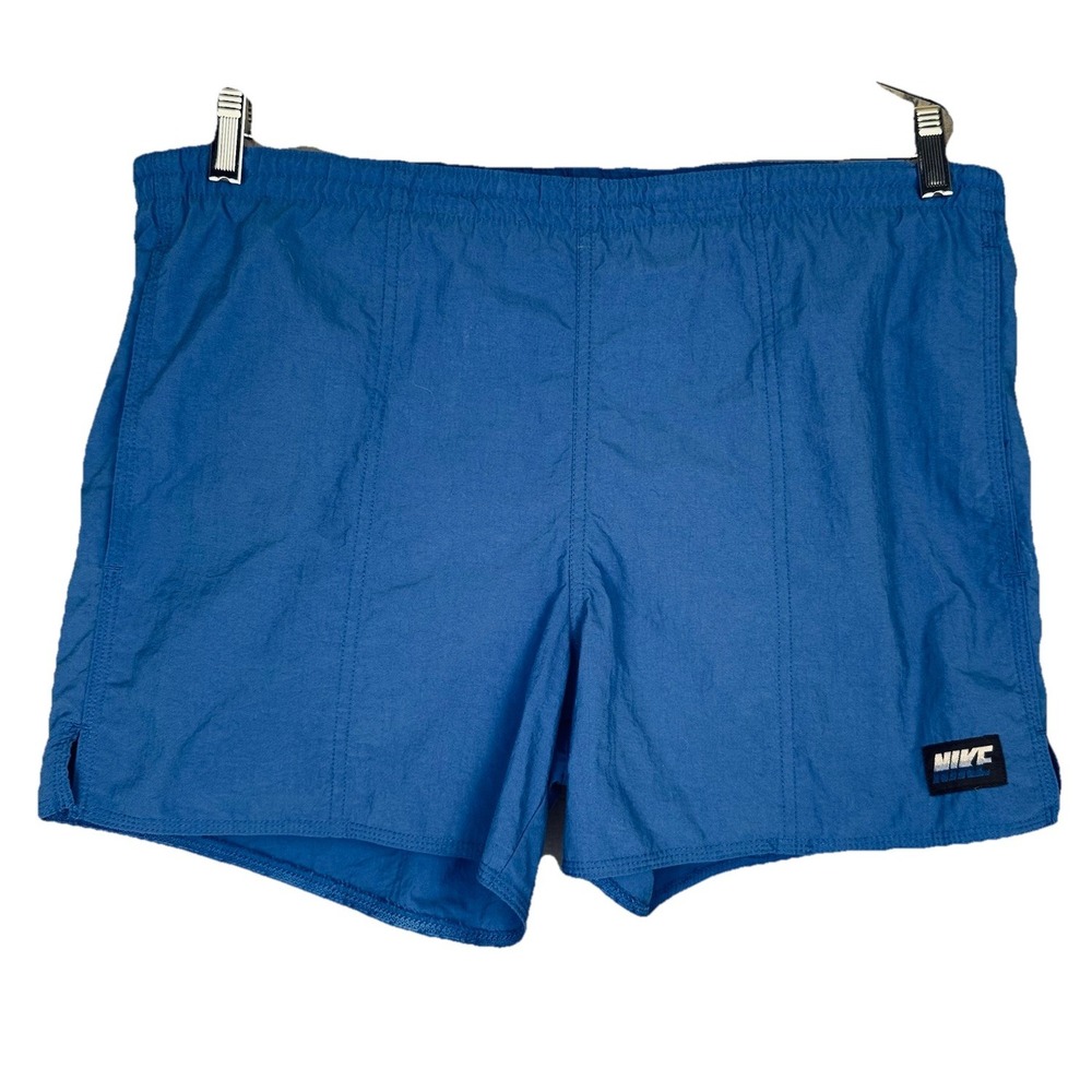 Vintage Nike Nylon Swim Trunks Mens M Blue 90s Lined Running Shorts White Label